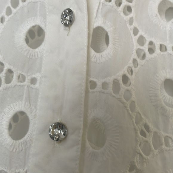 Inc International Concepts elegant white cotton lace short sleeves blouse - Picture 2 of 6
